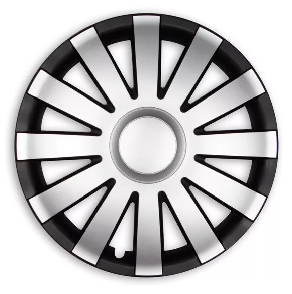 4x Premium Design Copricerchi Coprimozzi " Agat " 16 Pollici #44 IN Nero Argento