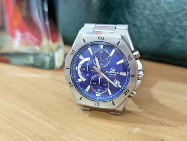 Mens Casio Edifice Sapphire Efb 680 Dw Chronograph Date Stainless Watch