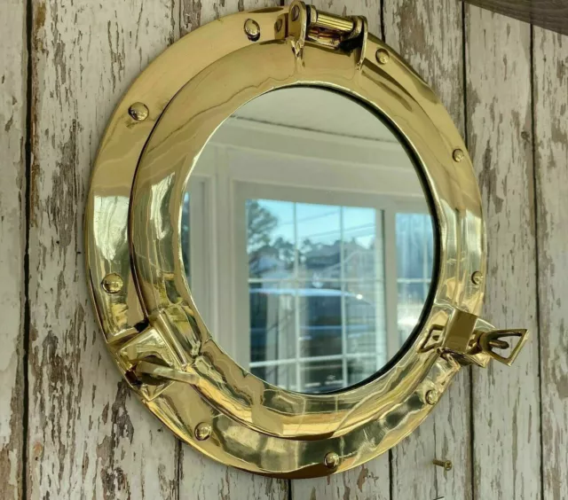 Nautical Maritime Wall Decorative Ship Cabin Window New 12"Brass Porthole Mirror