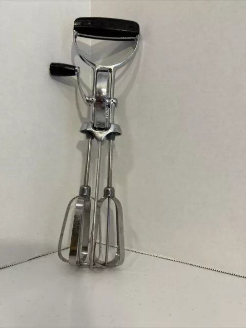 Vintage EKCO Best Egg Beater Hand Held Crank Mixer Stainless  USA