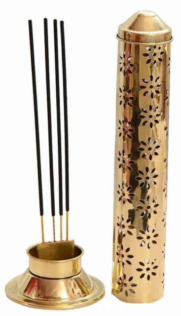 Brass Agarbatti Stand with Ash Catcher Beautiful Safety Incense Holder