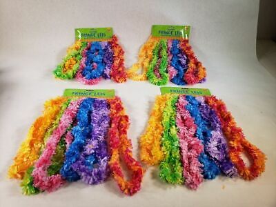 Lot Of 4 Amscan 310121 Two Tone Hawaiian Party Fringe Leis 36" 6 Psc/Pack