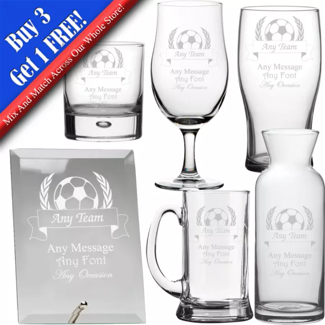 Personalised Engraved Sports Award Football Trophy, Various Glasses, Gift Boxed