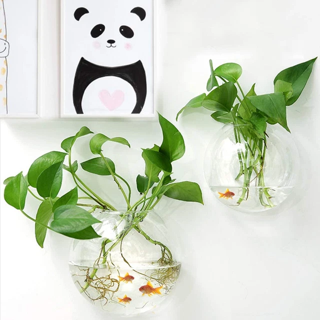 RSTYS Wall Hanging Fish Tank, 2 Pcs Mounted Bubble Tank Transparency Bowls Aquar