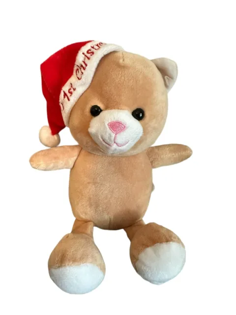 Walmart 10" My 1st Christmas Tan Brown Teddy Bear Red Santa Hat Plush First Toy