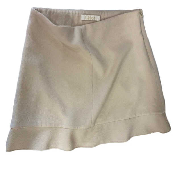 Chloe Minigonna Uk 10-12 (38) Crema Nuda Arricciata 337
