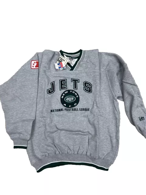 Vintage NFL Mens New York Jets Embroidered V Neck Sweatshirt Size L NWT