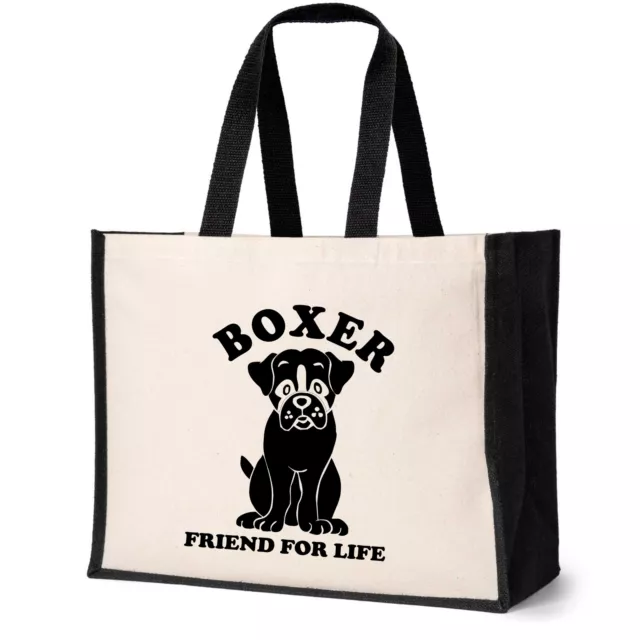Boxer Tote Bag Dog Lovers Birthday Gift Ladies Canvas Shopper