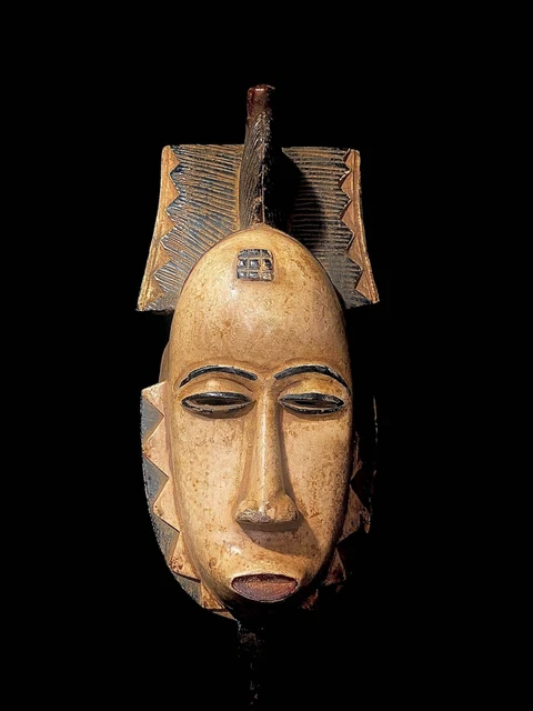 African mask West African Guro Mask with Two horn, Baule Tribe, Cote d'Ivoi-3757