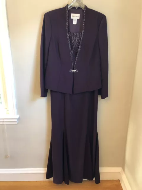 Mother of the Bride gown with jacket - beaded - size 12 - Wine/Burgundy
