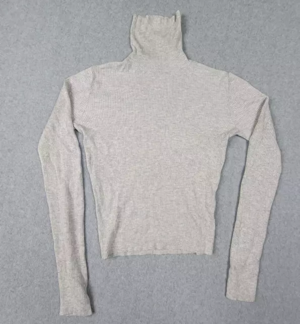 Brandy Melville Mujer Suéter Pequeño Mangas Largas Cuello de Tortuga Pullover Gris