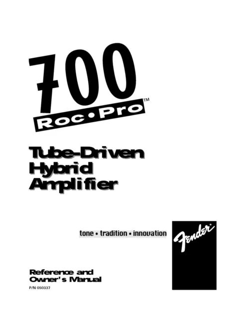Bedienungsanleitung-Operating Instructions Guitar Amplifier Fender Roc Pro 700