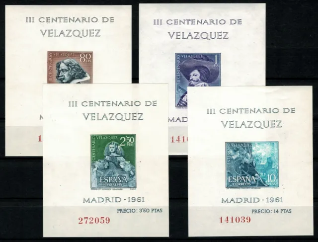 Hojitas III Centenario de la muerte de Velazquez año 1961 Edifil 1344/1347 **