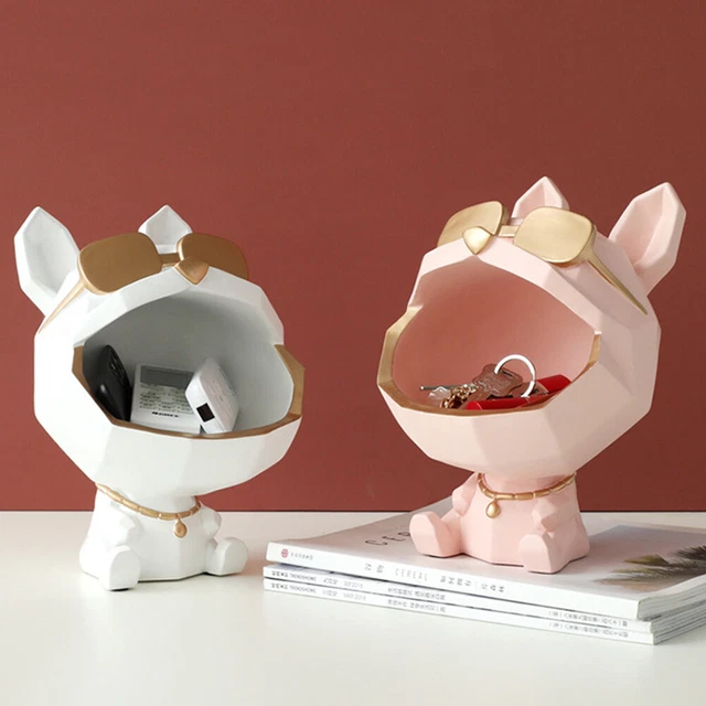 Bulldog Storage Decor Candy Sundries Resin Animal Sculpture for Home Living Room
