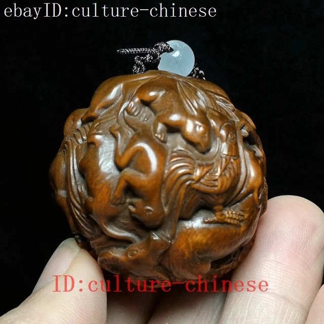 Japanese boxwood hand carved Jin Chan Figure frog statue netsuke collectable | UK