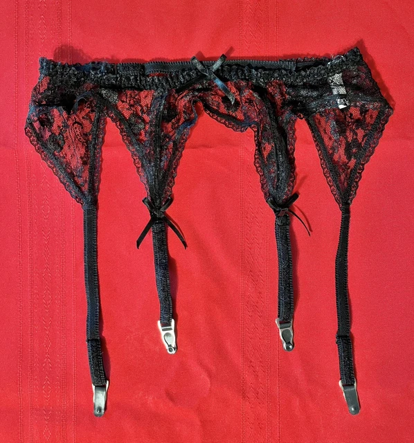 Vintage Escante Garter Belt Black Lace Lingerie - One Size