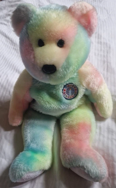 TY BEANIE BABIES Happy Birthday Large Rainbow 13" Teddy Bear Soft Toy
