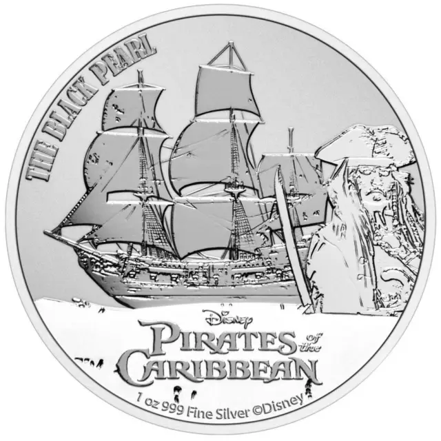 2021 Niue Pirates of the Caribbean The Black Pearl 1 oz Silver Coin in CAPSULE