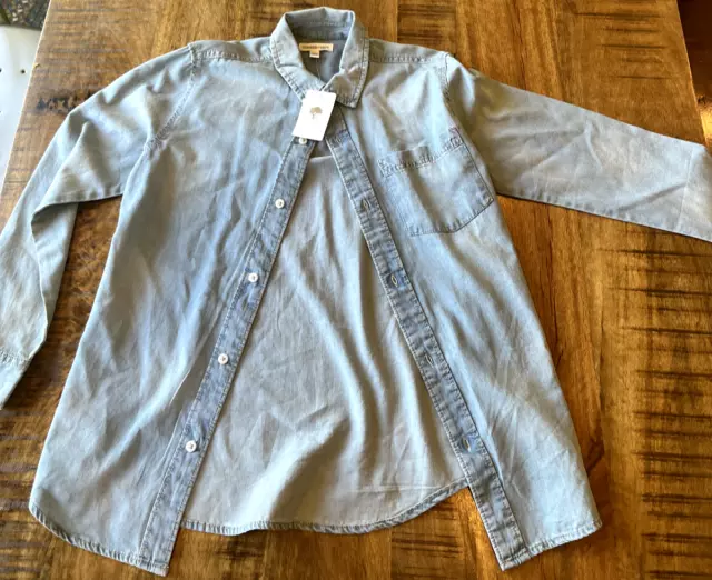 Tucker + Tate Boys Shirt Size Large 10/12 Strasbourg Blue Denim Cotton  NEW