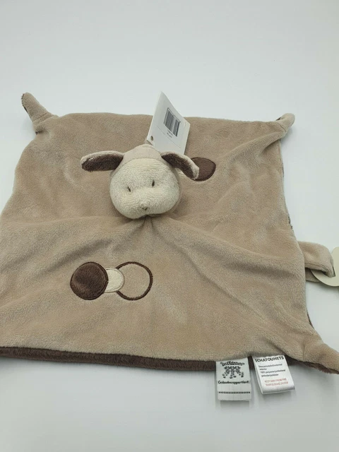 26 - Doudou Mouton Marron Les Chatounets Marron Beige Rond Attache Tetine Neuf
