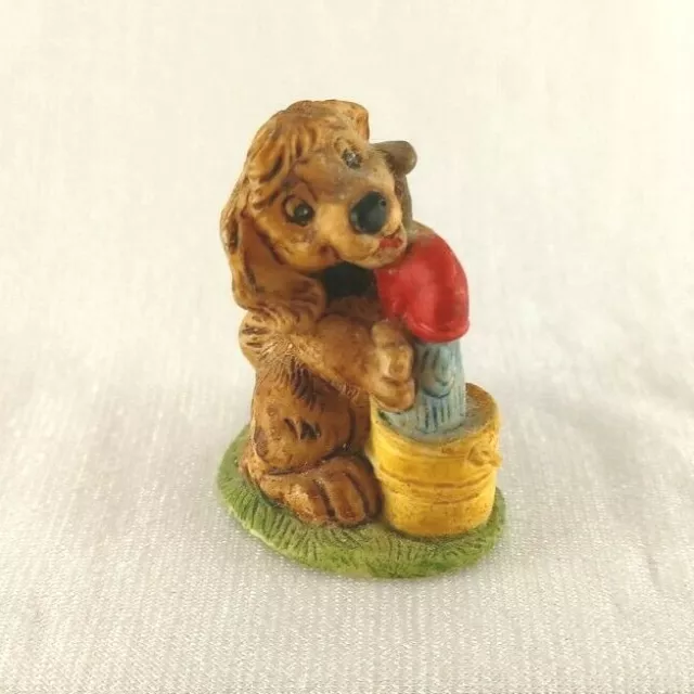 Miniature Hudson USA Resin Dog with Pump and Water in Bucket Figurine