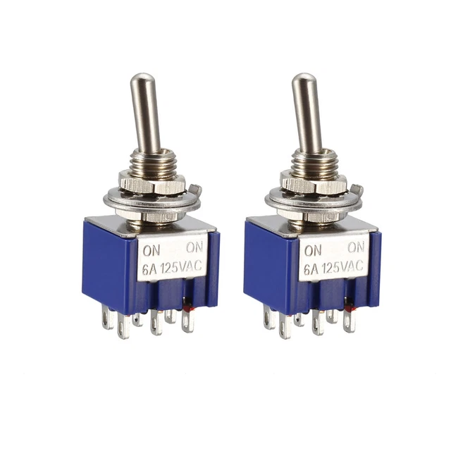 Chitarra Mini Blocco Interruttore a Levetta DPDT 2Posizione 6Pin on on 2pz.
