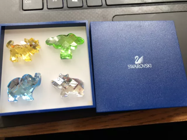 Swarovski Austria Color Crystal Mini Figurines - Lion & Rhino & Elephant & tree Swarovski Austria Color Crystal Mini Figurines - Lion & Rhino & Elephant & tree