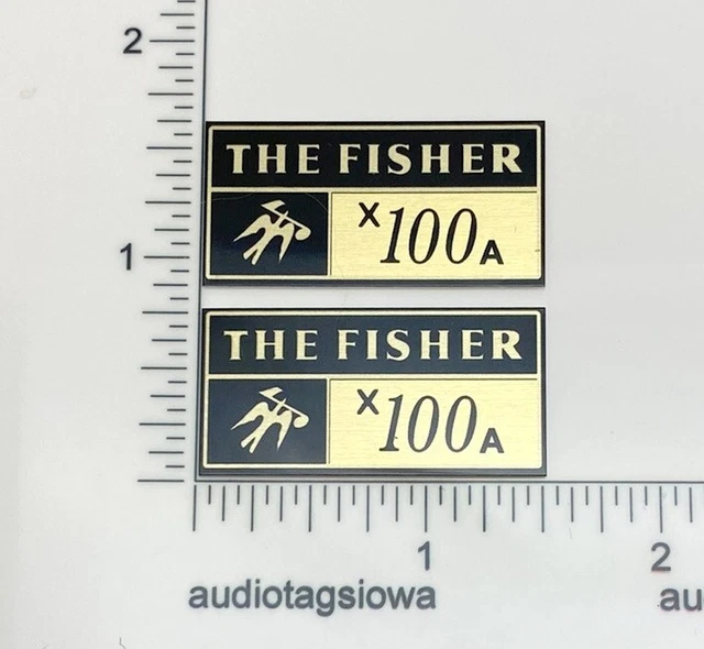 The Fisher X100A Custom Made Speaker Badges Aluminum Pair The Fisher X100A Custom Made Speaker Badges Aluminum Pair