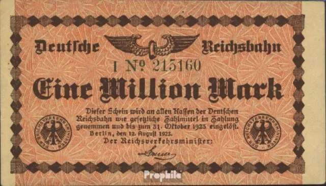 Banknoten Berlin 1923 Pick-Nr: S1011 Inflationsgeld der Deutschen Reichsbahn Ber