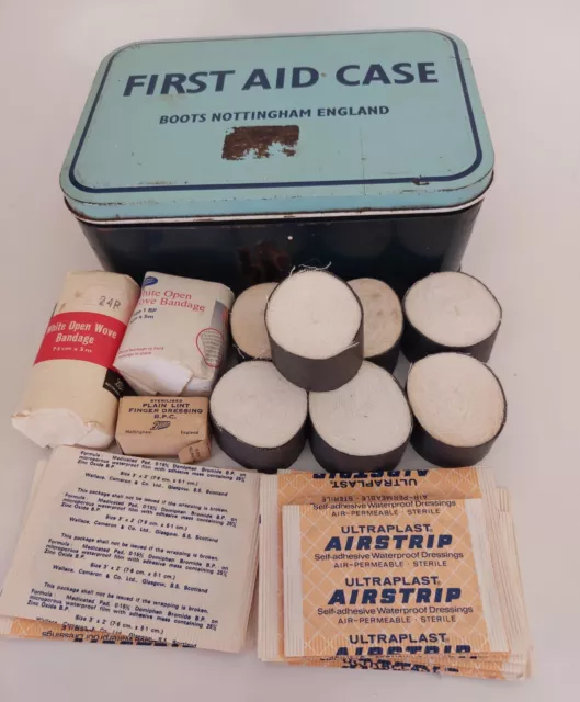 First Aid Tin Vintage Boots Chemist plus Some Contents