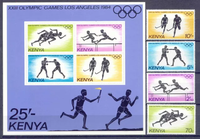 Olympiade 1984, Olympic Games - Kenia - 292-295, Bl.23 ** MNH