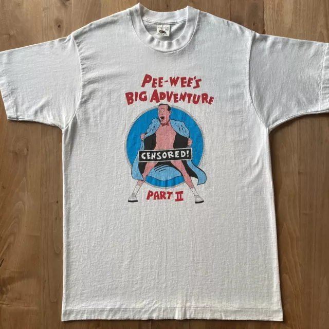 Vintage 1991 PEE-WEE's Big Adventure Part II Crude Humour T-Shirt White FOTL XL