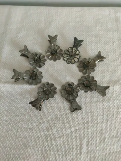 8 Christmas Xmas Tree Candle Holders Clips Metal Tin Antique Vintage Decorations