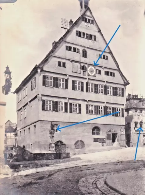 altes original Foto um 1914 -  schöne Ansicht  Rathaus + Brunnen in Groß Bottwar