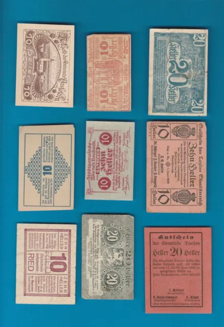 9 scarce NotGeld Banknotes Paper money ** MUST SEE ** #031