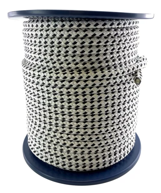 12mm White and Black Quality Double Braid on Braid Polyester Mooring Marine Rope