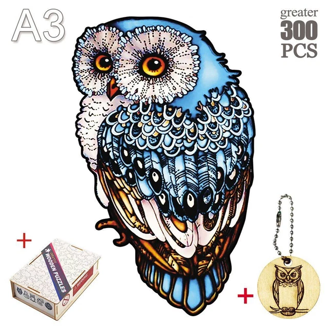 Owl Animal Wooden Jigsaw Puzzles Games Kids Educational Interactive Gifts Box