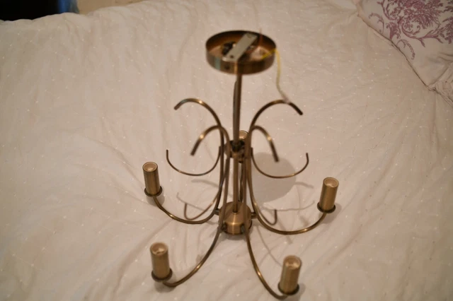5 arm pendant candle ceiling light. Metal, silver colour