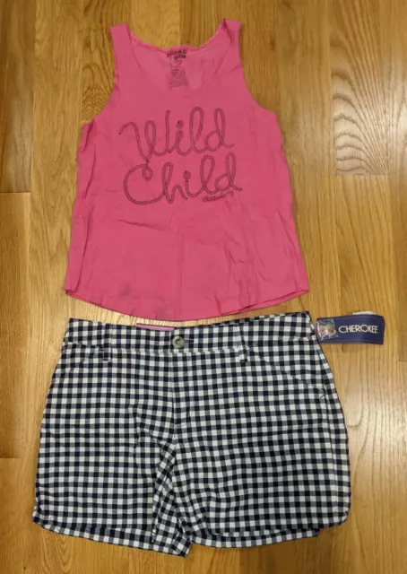 Pantaloncini Gingham blu navy Cherokee nuovi con etichette XL 14 16 billabong L BAMBINO SELVAGGIO rosa