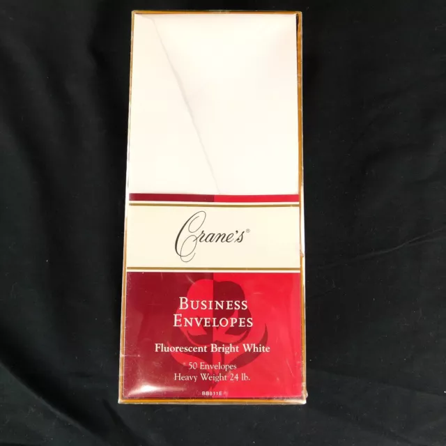 Crane Business Envelopes 50 Fluorescent Bright White Sealed Heavy Wt 24 lbs. NOS