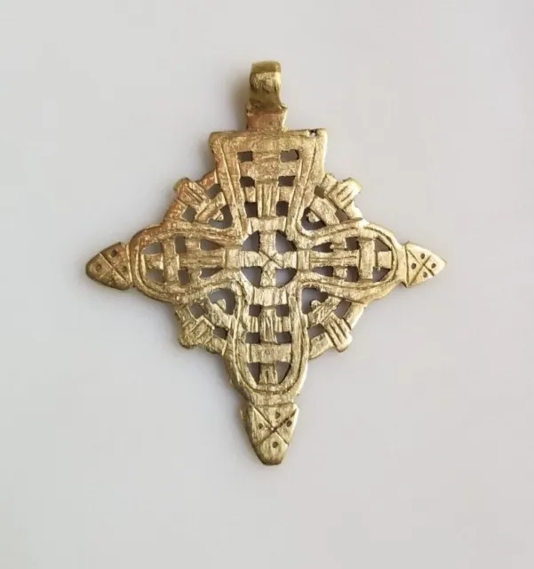 Large Ethiopian Coptic Cross Pendant, brass pendant, cross pendant