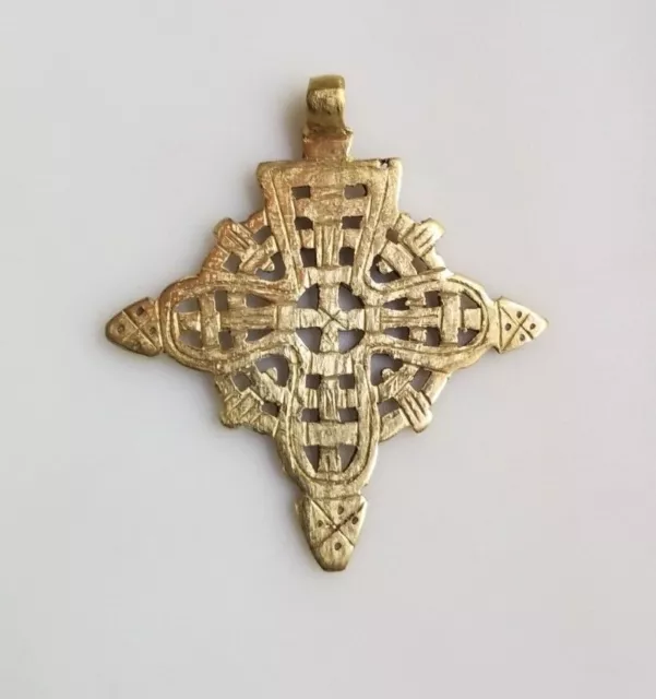 Large Ethiopian Coptic Cross Pendant, brass pendant, cross pendant