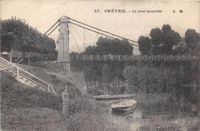 Cpa 94 Creteil Le Pont Suspendu