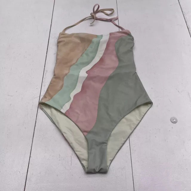 Mara Hoffman Isolde Pink Green Tan One Piece Swim Suit Women’s Size SM