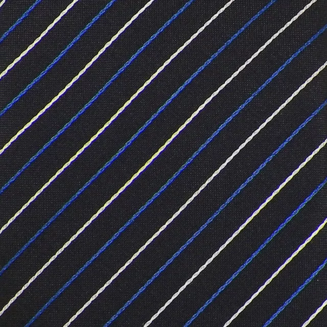 HUGO BOSS BLACK LABEL Mens Navy Blue White STRIPE Woven Silk Tie Italy NWT
