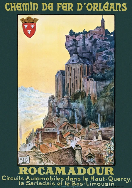Affiche Ancienne Chemin De Fer Orléans - Rocamadour Et Montvalent