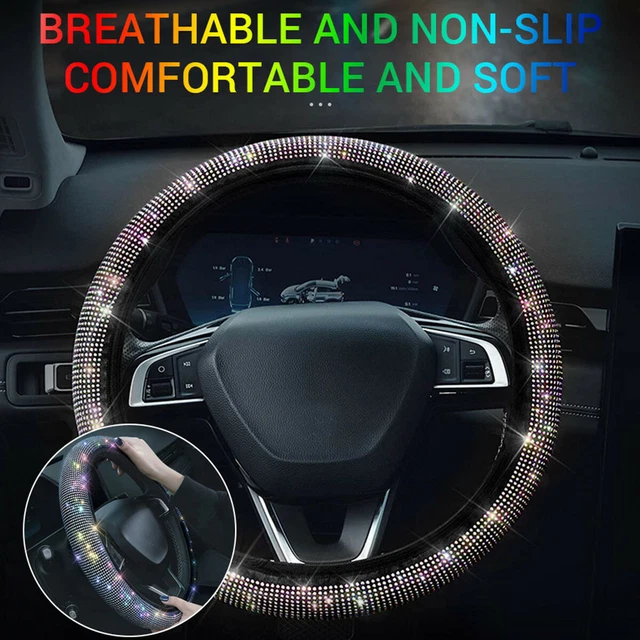 Crystal Diamond Rhainstone Bling Women Girls Steering Wheel Cover Universal 38CM