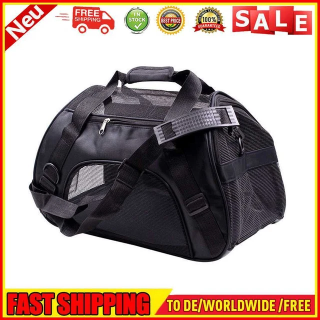 Borsa portacani portatili animali domestici traspirante borsa da viaggio esterna (Nero L)