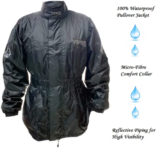 Men Waterproof Motorcycle Motorbike 2 Piece Rain Over Jacket Trouser Suit 2