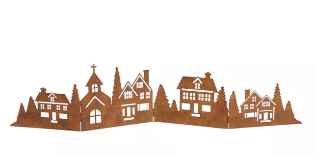 Decorazione metallo case linea 77 cm - ruggine - Natale città villaggio skyline silhouette
